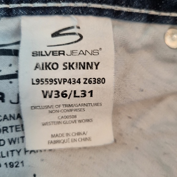Silver Jeans- Aiko Skinny- Size W36/L31 - Picture 4 of 4